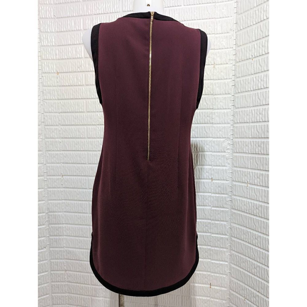 Barr III Women's Burgundy Sleeveless Black Trim Shift Tank Dress Size Medium - Picture 3 of 6